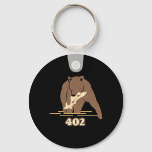 402 Fishing Bear Fat Brown Grizzly Lover Beartober Key Ring