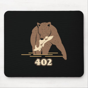 402 Fishing Bear Fat Brown Grizzly Lover Beartober Mouse Mat