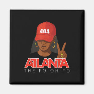 404 Atlanta Fo-oh-fo Red Hat Black Woman Atl  Magnet