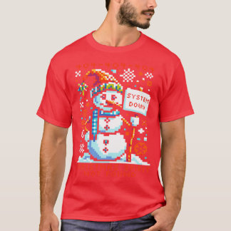404 Christmas Spirit Not Found Pixel Art Snowman F T-Shirt