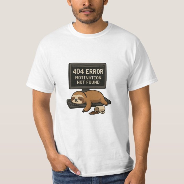 404 Error Sloth Funny T-Shirt (Front)