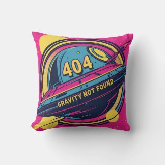 404 Gravity Not Found – Retro Space Pop Art Cushion