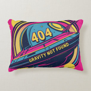 404 Gravity Not Found – Retro Space Pop Art Decorative Cushion