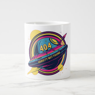404 Gravity Not Found – Retro Space Pop Art Large Coffee Mug