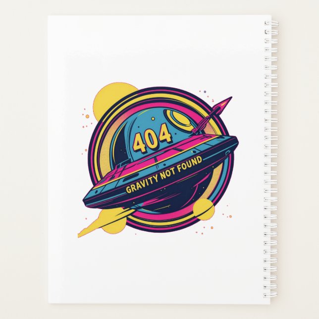 404 Gravity Not Found – Retro Space Pop Art Planner (Back)