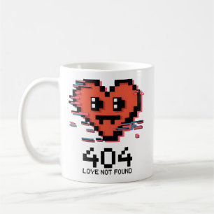 404 Love Not Found – Glitched Pixel Heart Coffee Mug