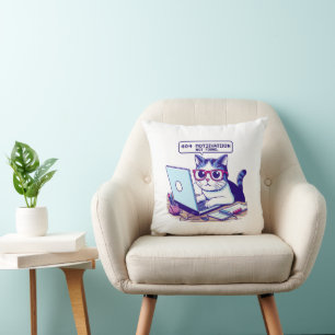 404 Motivation Not Found Funny Pixel Cat Home Cushion