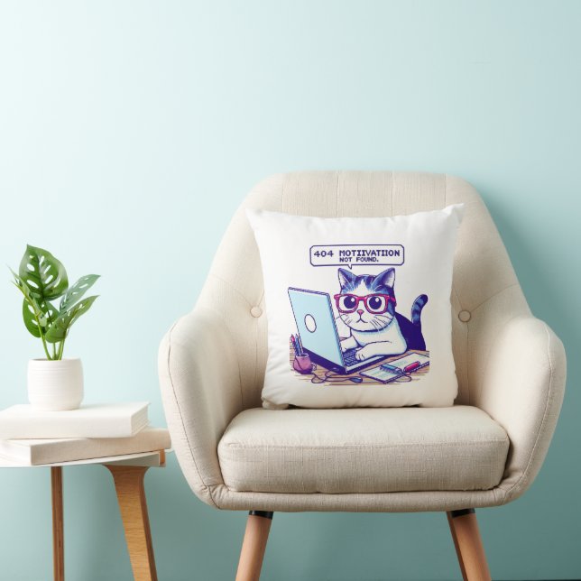404 Motivation Not Found Funny Pixel Cat Home Cushion (Chair)