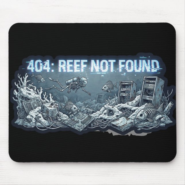 404 Reef Not Found – Underwater Tech Graveyard Mouse Mat (Front)