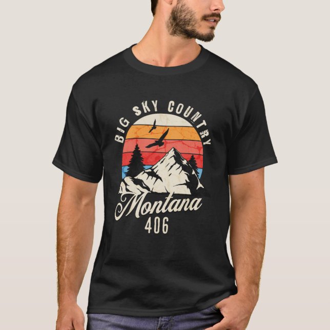406 Montana Area Code Big Sky Country Montana Outd T-Shirt (Front)