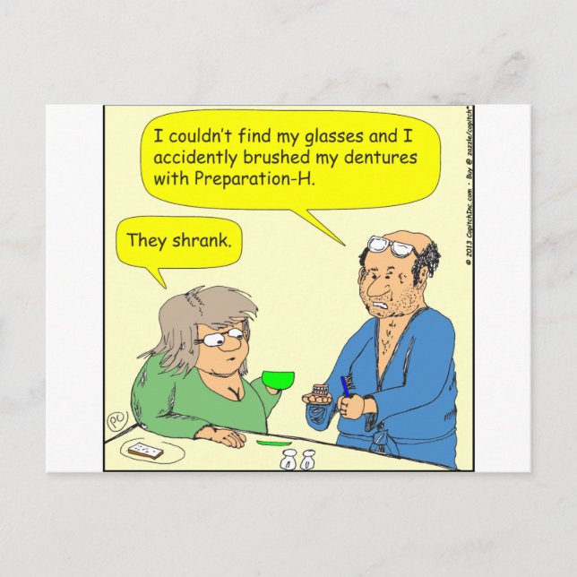 408 dentures hemorrhoid cream Cartoon Postcard (Front)
