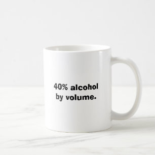 40% alcohol by volume. coffee mug