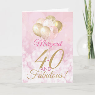 40 and Fabulous 40h Birthday Glitter Balloon Card