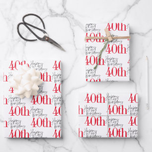 40 and Fabulous 40th Birthday Gift Wrapping Paper Sheet