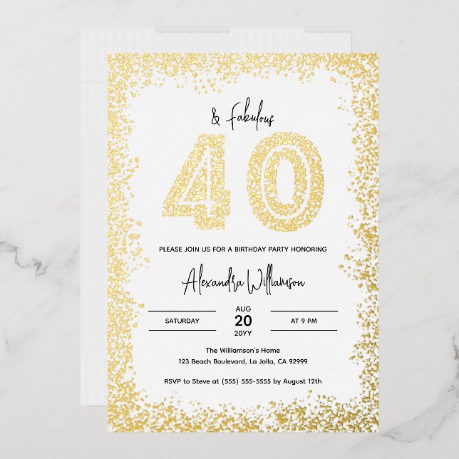 40 and Fabulous 40th Birthday Party Real Gold (Envelope)