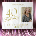 40 and Fabulous 40th Birthday Photo Backdrop Tapestry<br><div class="desc">Elegant 40 and Fabulous Elegant 40th Birthday Photo Backdrop Tapestry. 40 and fabulous text in trendy golden script with photo and name. Personalise it with your photo,  your name and the age,  and make your own elegant birthday party backdrop for woman`s birthday party.</div>