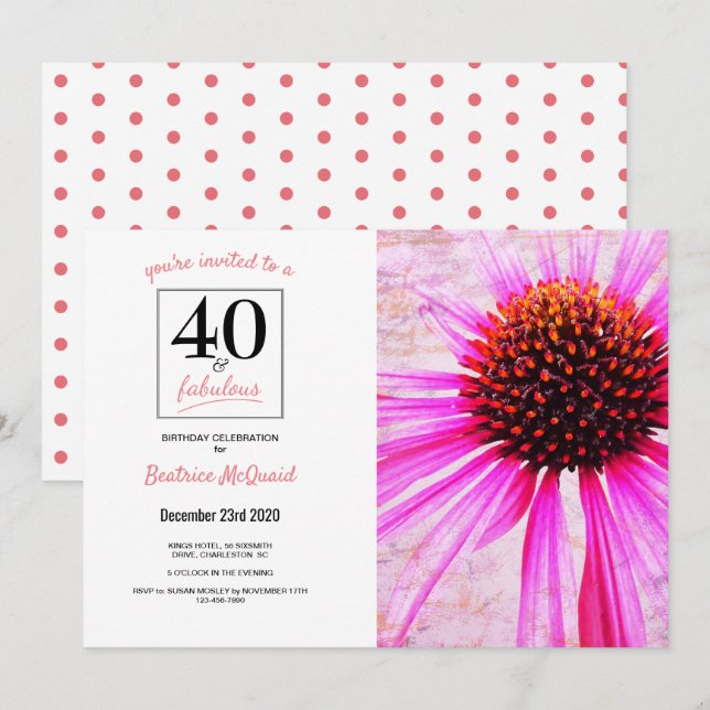 40 and Fabulous 40th Birthday Photo Invitation (Front/Back)