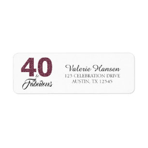 40 and Fabulous 40th Birthday Return Address Label