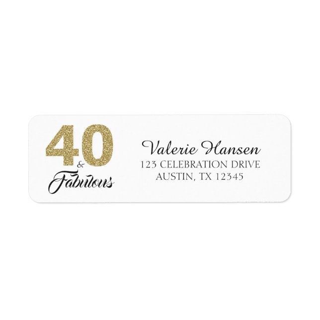 40 and Fabulous 40th Birthday Return Address Label (Front)