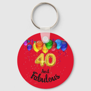 40 and fabulous birthday balloons  key ring