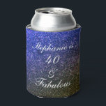40 And Fabulous Birthday Blue Black Gold Glitter Can Cooler<br><div class="desc">Designed with pretty,  girly and beautiful blue black glittery ombre background and personalised text template for name which you can edit,  this is perfect for the 40th birthday celebrations or gifts or party favours!</div>
