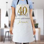 40 and Fabulous Birthday Elegant Gold and Black Apron<br><div class="desc">This chic black and gold script typography,  40 and fabulous gold stars confetti birthday apron can be personalised with your birthday celebration details. Designed by Thisisnotme©</div>