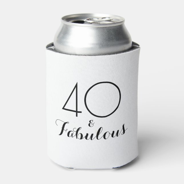 40 and Fabulous Birthday Gift Can Cooler Black (Can Front)