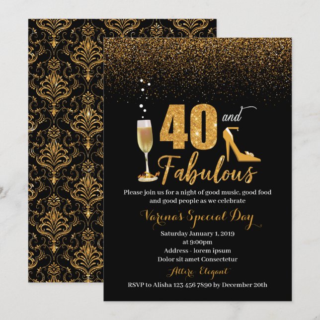 40 and Fabulous Birthday Invitation for Women (Front/Back)