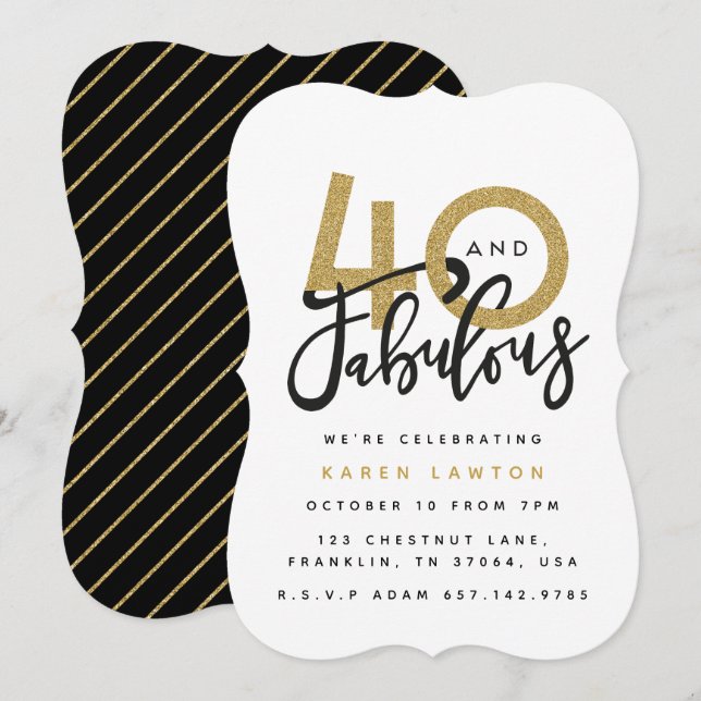 40 and fabulous birthday party invitation (Front/Back)