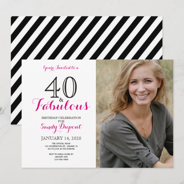 40 and Fabulous Birthday Party Invitation (Front/Back)