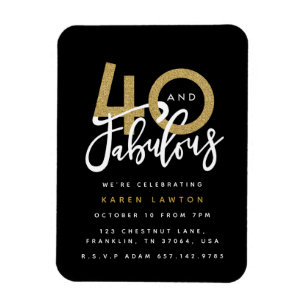 40 and fabulous birthday party invitation magnet