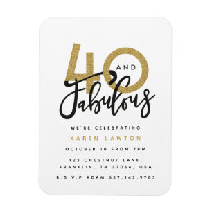 40 and fabulous birthday party invitation magnet