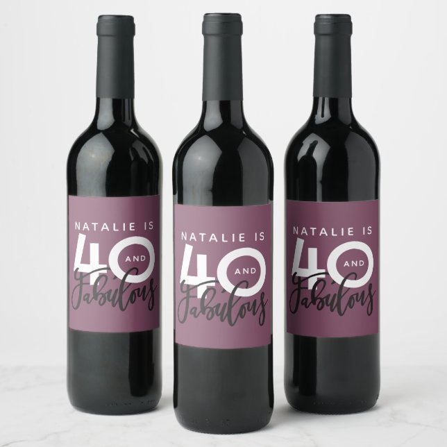 40 and fabulous birthday party label (Bottles)