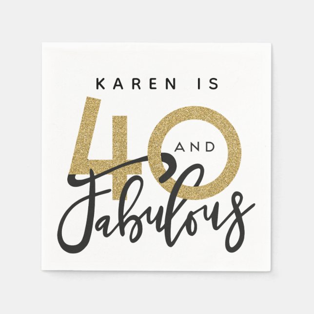 40 and fabulous birthday party napkins (Front)