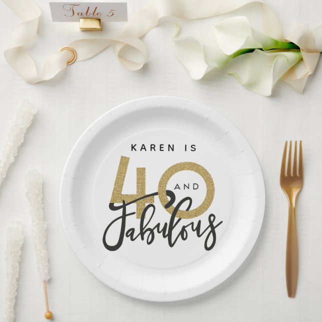 40 and fabulous birthday party  paper plate (Wedding)