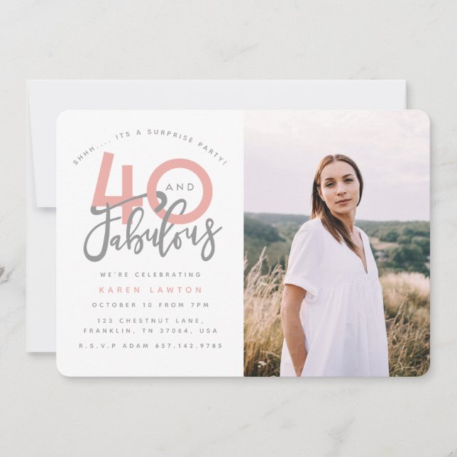 40 and fabulous birthday party photo invitation (Front)