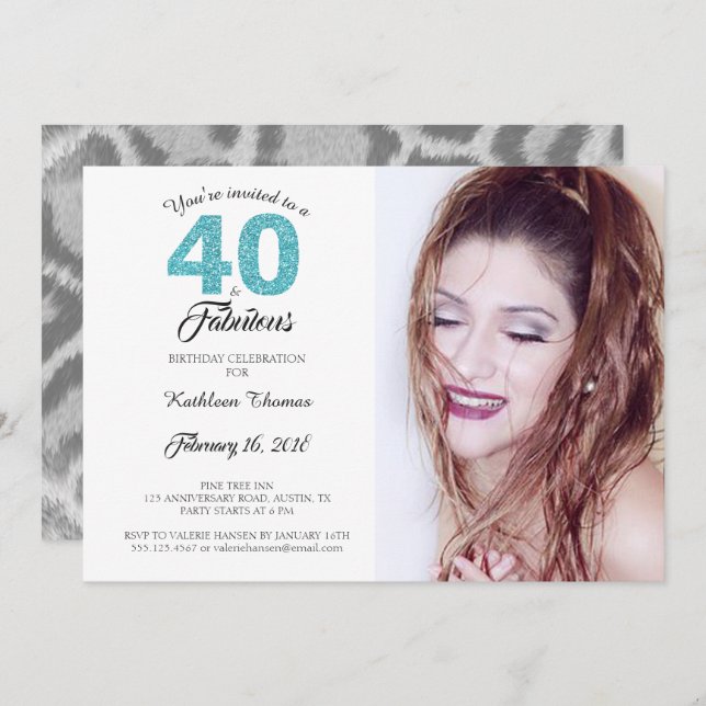 40 and Fabulous Birthday Party Photo Invitation (Front/Back)