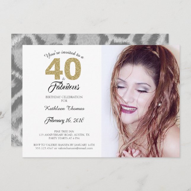40 and Fabulous Birthday Party Photo Invitation (Front/Back)