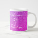 40 And Fabulous Birthday Pink Blush Glittery Ombre Large Coffee Mug<br><div class="desc">Designed with pretty, girly and beautiful pink purple glittery blush background and personalised text template for name which you can edit, this is perfect for the 40th birthday celebrations or gift! You can easily customise the template to change it to other fabulous birthday parties like 50 and fabulous or as...</div>