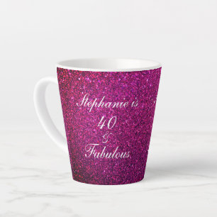 40 And Fabulous Birthday Pink Purple Glitter Girly Latte Mug