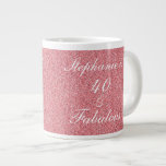 40 And Fabulous Birthday Rose Pink Blush Glitter Large Coffee Mug<br><div class="desc">Designed with pretty, girly and beautiful pink glittery blush background and personalised text template for name which you can edit, this is perfect for the 40th birthday celebrations or gift! You can easily customise the template to change it to other fabulous birthday parties like 50 and fabulous or as you...</div>