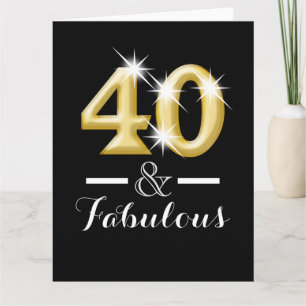 40 and fabulous black gold birthday card