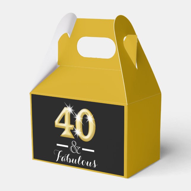 40 and fabulous black gold birthday favour box (Front Side)