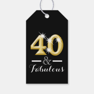 40 and fabulous black gold birthday gift tags
