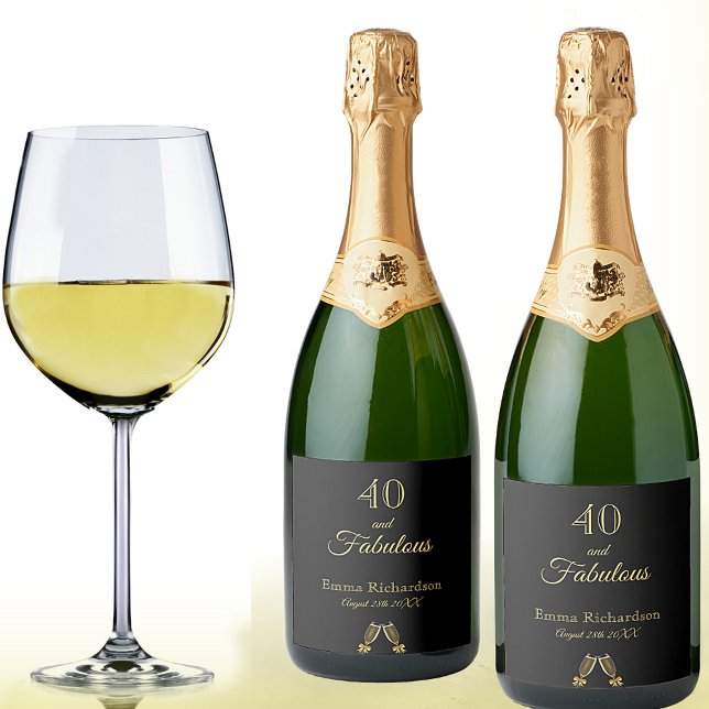 40 and fabulous black gold name fun wine label (Creator Uploaded)