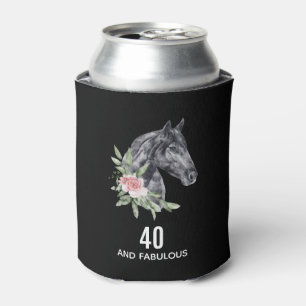 40 and Fabulous Black Horse Head Can Cooler