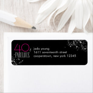 40 and Fabulous Black Pink Glam Sparkle Birthday