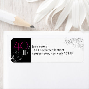 40 and Fabulous Black Pink Glam Sparkle Birthday
