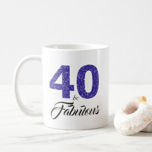 40 and Fabulous Blue Glitter 40th Birthday Coffee Mug