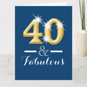 40 and fabulous blue gold birthday card